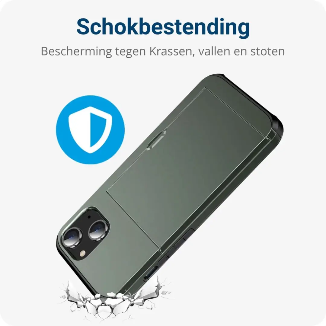 Selected Hoesje iPhone 15 Plus Kaarthouder Groen - 2 Pasjes