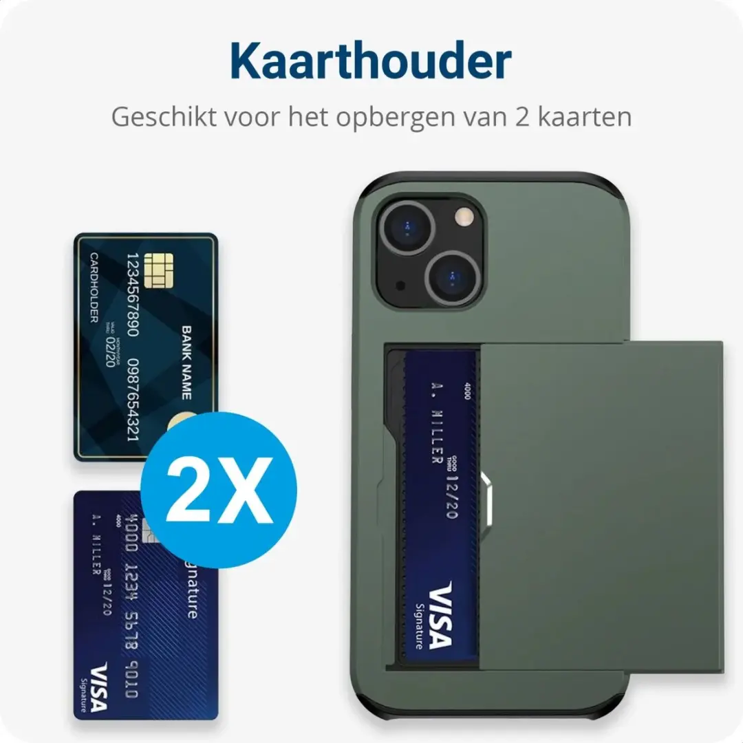 Selected Hoesje iPhone 15 Plus Kaarthouder Groen - 2 Pasjes - afbeelding 6 van 6