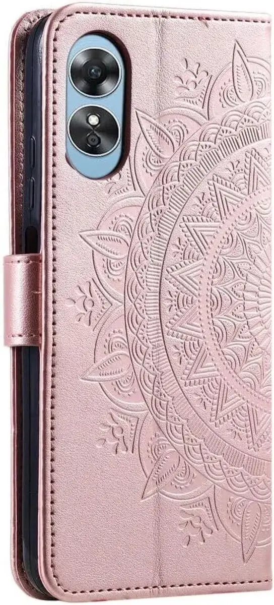 Selected Hoesje Oppo A5 Mandala Book Case - Roze Goud - 3 Pasjes