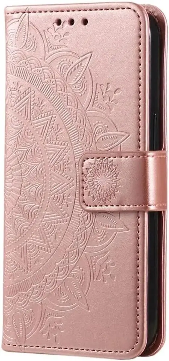 Selected Hoesje Oppo A5 Mandala Book Case - Roze Goud - 3 Pasjes