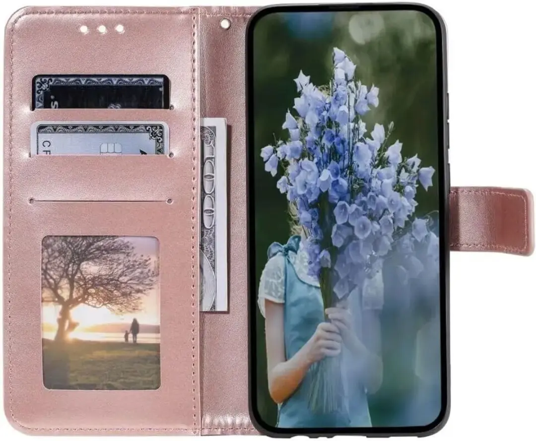 Selected Hoesje Oppo A5 Mandala Book Case - Roze Goud - 3 Pasjes