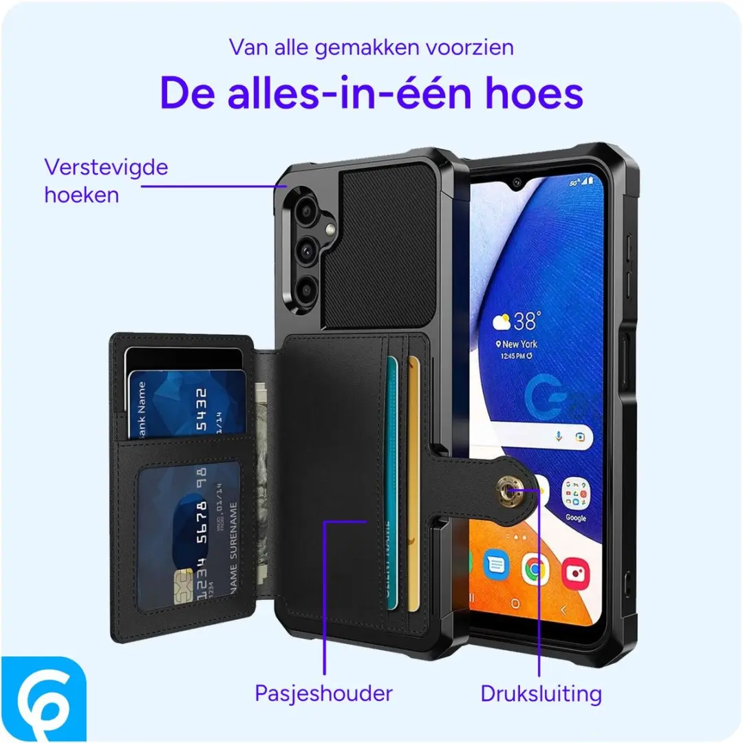 Selected Portemonnee Hoesje Samsung Galaxy A14 3-in-1 - 4 Pasjes - Zwart