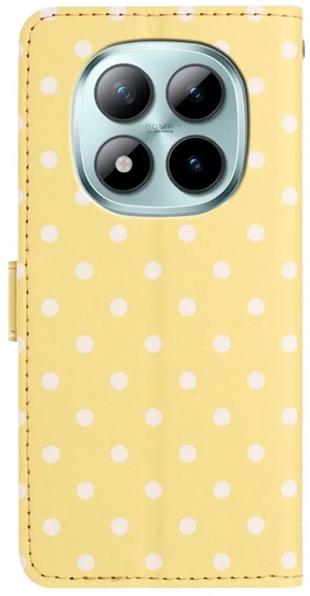 Selected Xiaomi Redmi Note 15 Pro+ 5G Hoesje Geel - Polka Dot Wallet Book