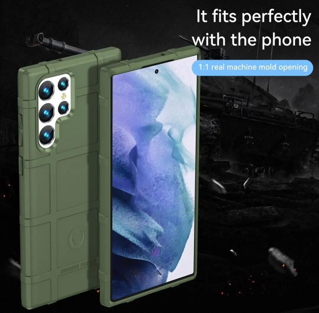 Selected Rugged Shield Hoesje Samsung Galaxy S22 Ultra - Groen