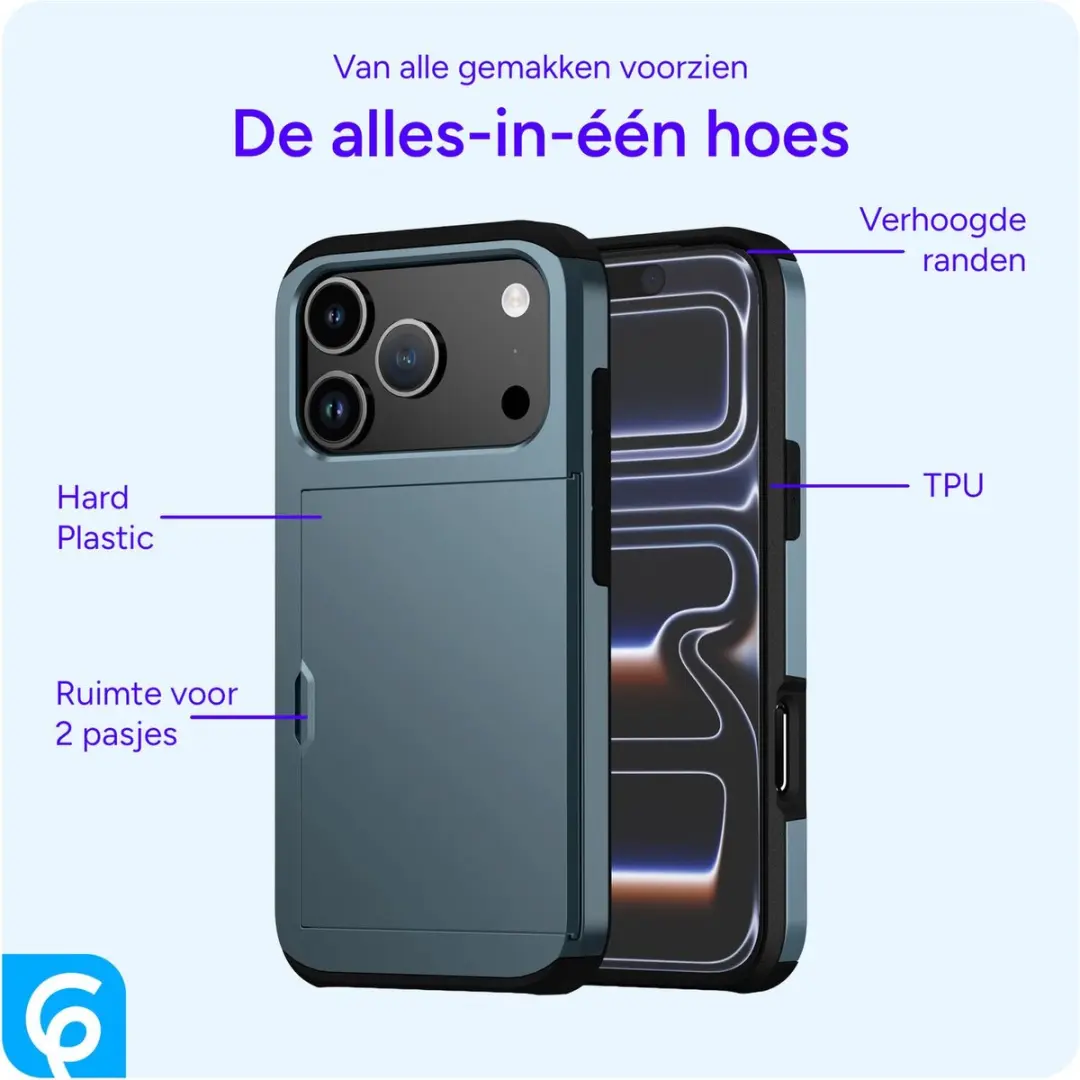 Selected Hoesje iPhone 17 Pro Max Blauw - Kaarthouder 2 Pasjes