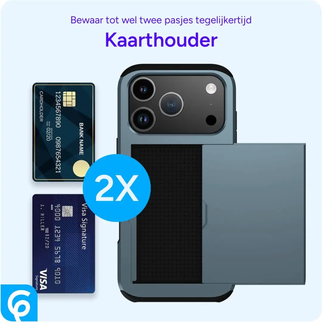 Selected Hoesje iPhone 17 Pro Max Blauw - Kaarthouder 2 Pasjes