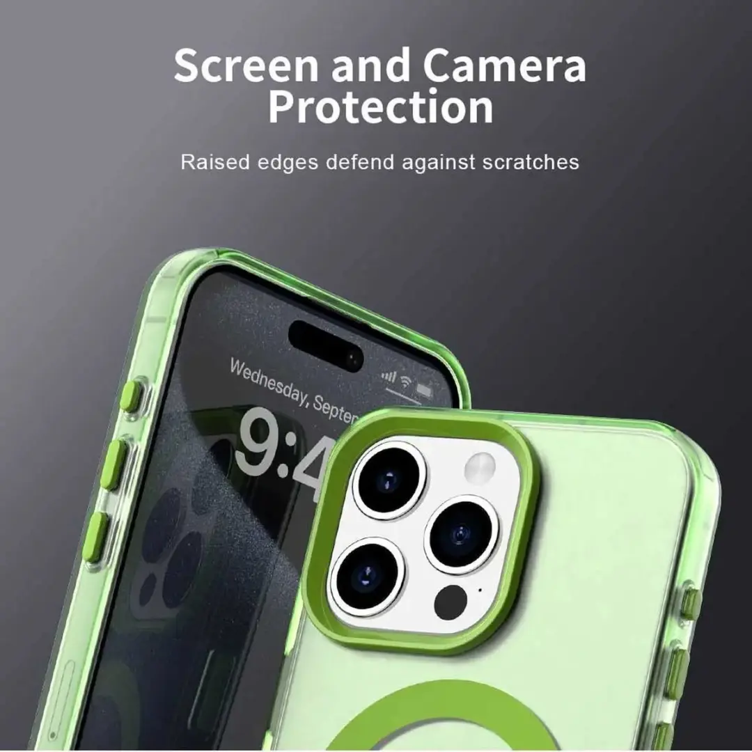 Selected Backcover Hoesje iPhone 15 Pro Max - MagSafe - Groen/Transparant