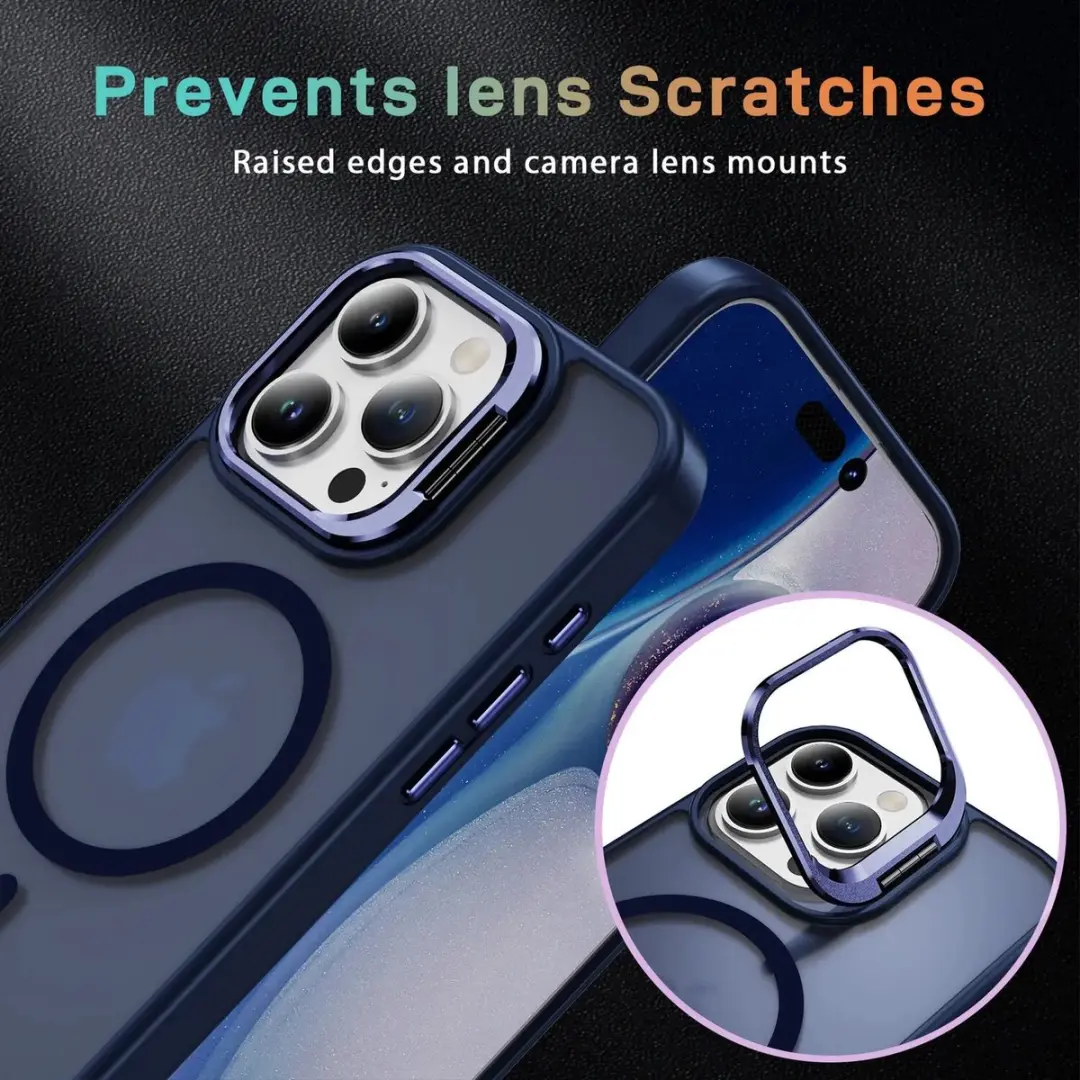 Selected Hoesje iPhone 16 Pro MagSafe Blauw - Camera Kickstand