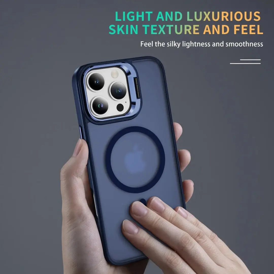 Selected Hoesje iPhone 16 Pro MagSafe Blauw - Camera Kickstand