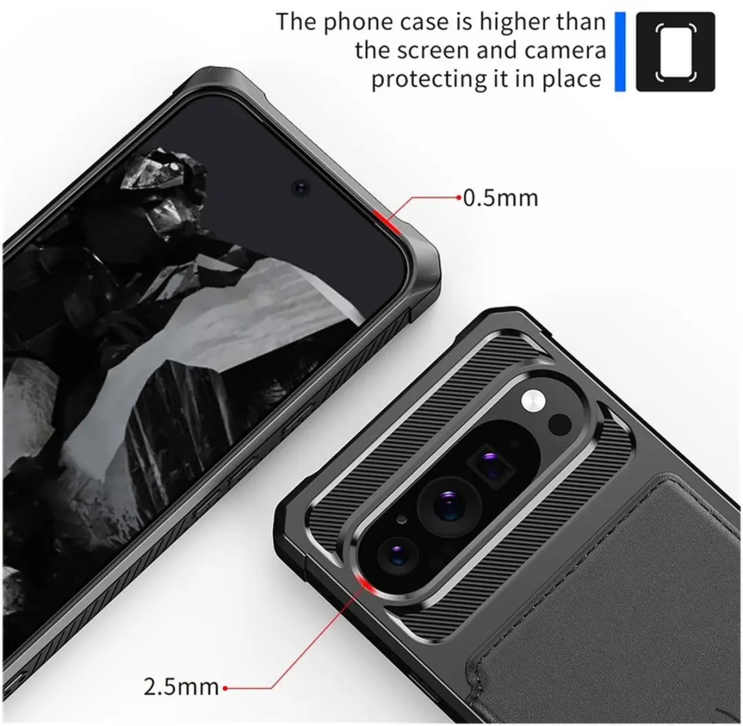 Selected Portemonnee Hoesje Google Pixel 9/9 Pro - 4 Pasjes - Zwart