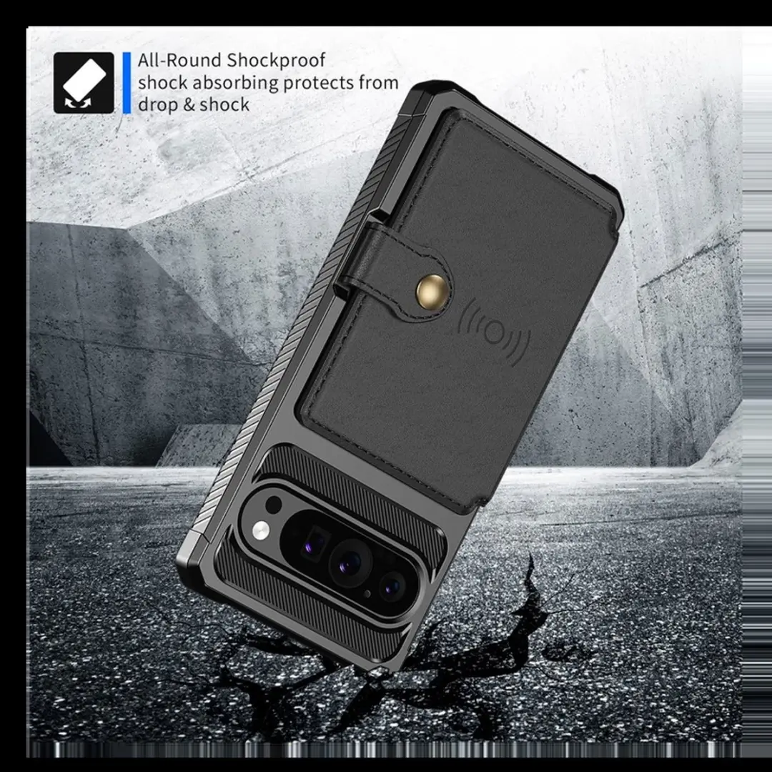 Selected Portemonnee Hoesje Google Pixel 9/9 Pro - 4 Pasjes - Zwart
