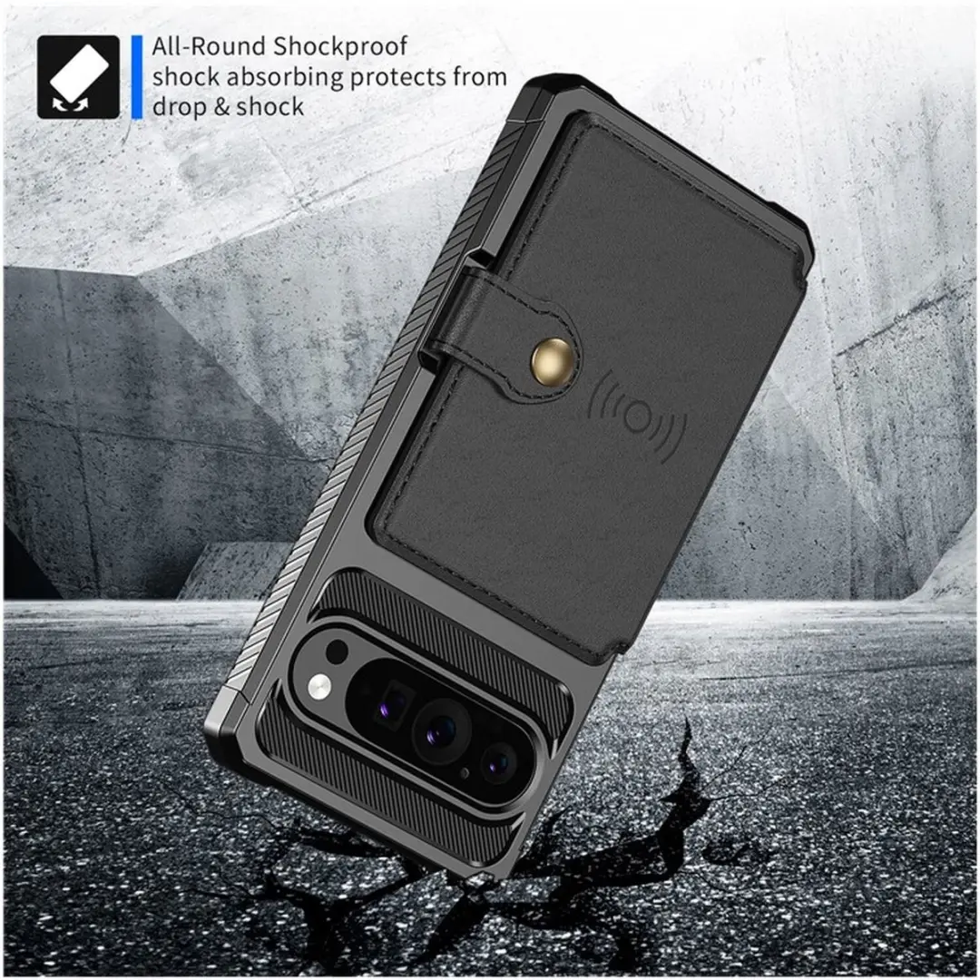 Selected Portemonnee Hoesje Google Pixel 9/9 Pro - 4 Pasjes - Zwart