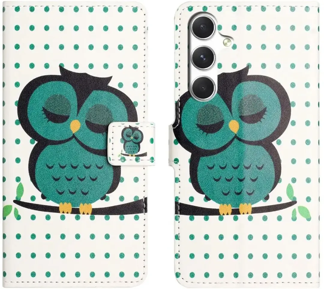 Selected Hoesje Samsung Galaxy A57 Book Case - Magneet Sluiting - Uil Print