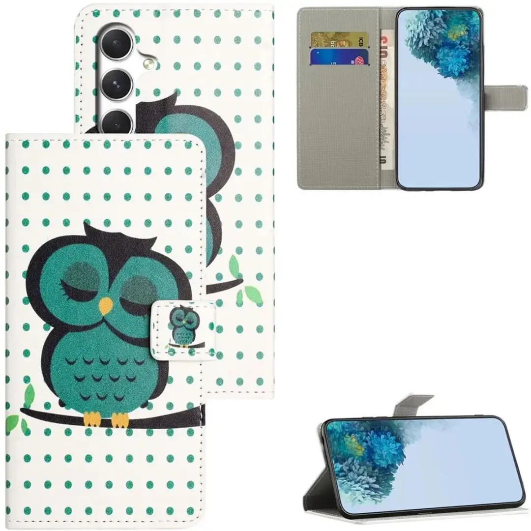 Selected Hoesje Samsung Galaxy A57 Book Case - Magneet Sluiting - Uil Print