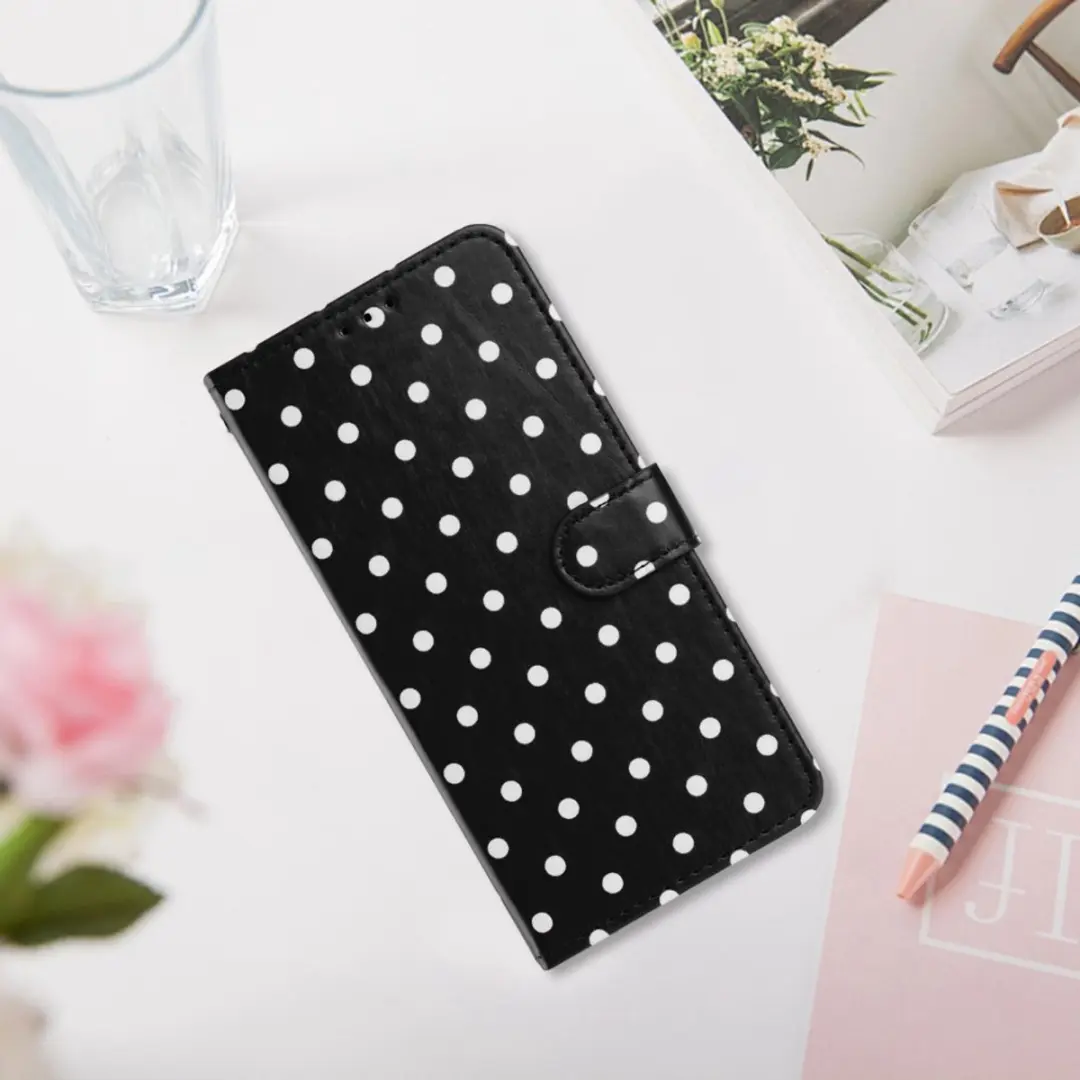 Selected Samsung Galaxy S26 Ultra Polka Dot Wallet Hoesje - 3 Pasjes - Zwart