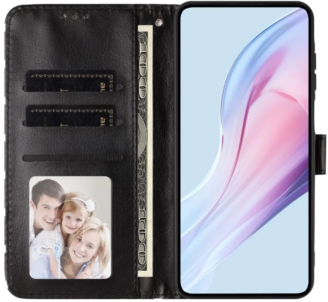 Selected Samsung Galaxy S26 Ultra Polka Dot Wallet Hoesje - 3 Pasjes - Zwart
