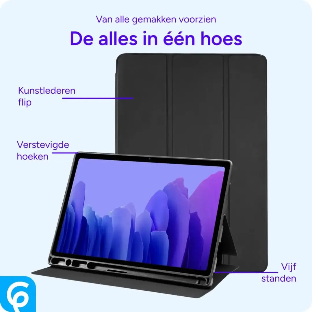 Selected Tablethoes Samsung Galaxy Tab A7 10.4" - Luxe Tri-Fold Book Case - Zwart