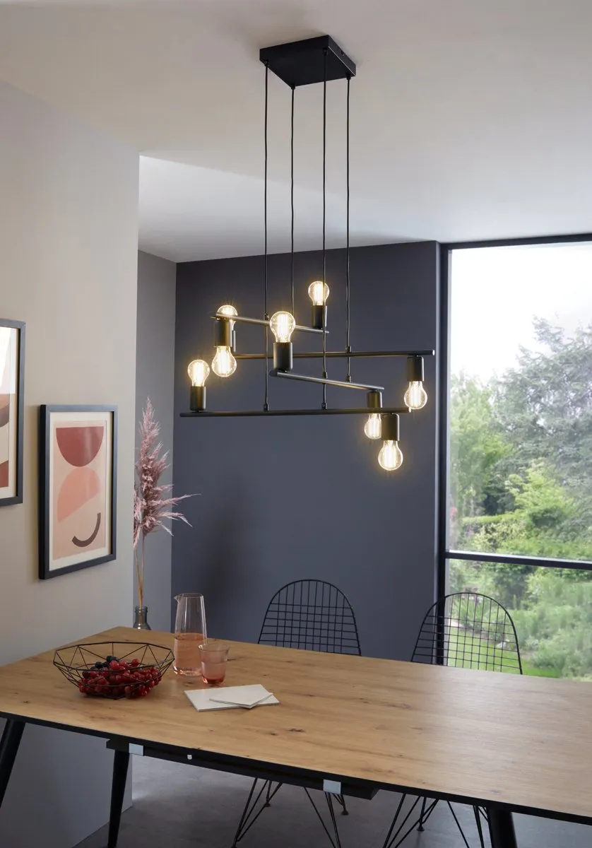 Eglo Mezzana Hanglamp E27 - 8 Lichtpunten - Zwart