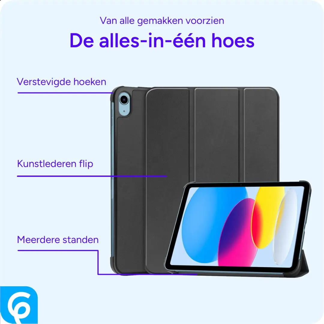 Selected by GSMpunt Apple iPad 11/10.9 2022 Hoes - Tri-Fold Kunstleder Zwart