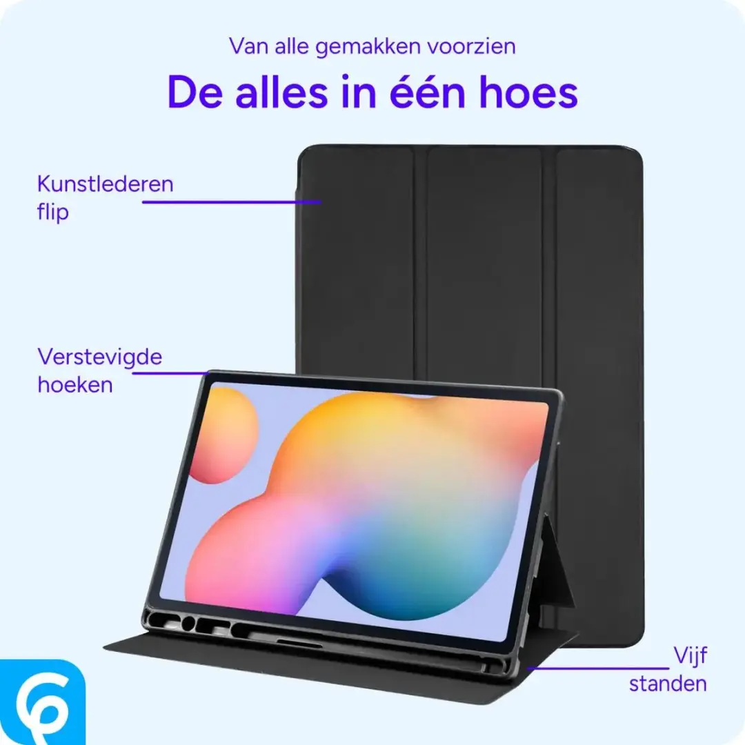 Selected Tablethoes Samsung Galaxy Tab S6 Lite Luxe Tri-Fold Book Case - Zwart