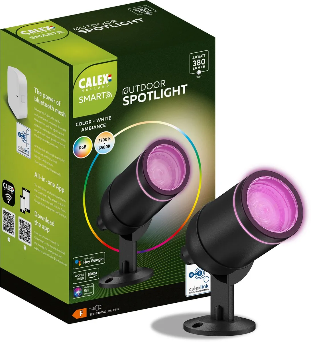 Calex Smart Outdoor LED Grondspot RGB/Wit - Set van 2