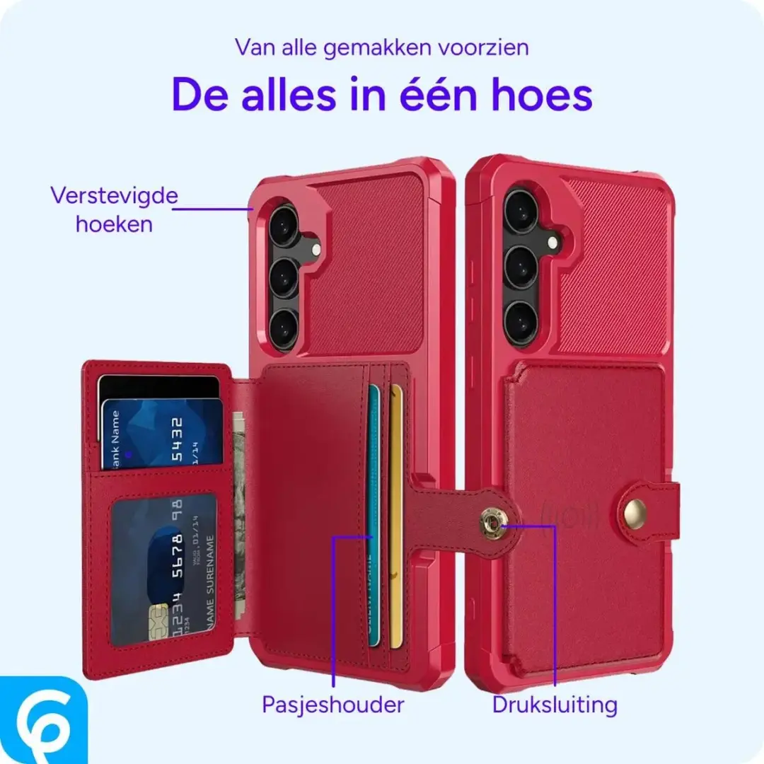 Selected Portemonnee Hoesje Samsung Galaxy S25 - 4 Pasjes - Rood - afbeelding 6 van 6