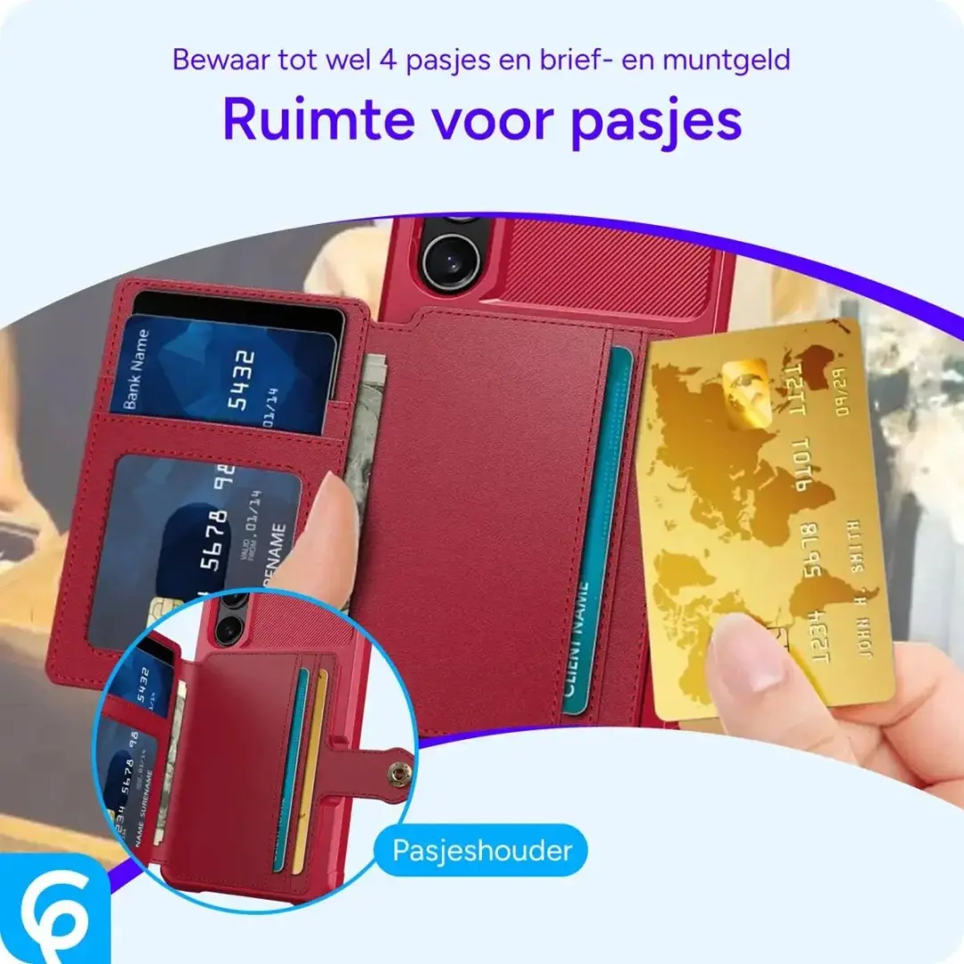 Selected Portemonnee Hoesje Samsung Galaxy S25 - 4 Pasjes - Rood