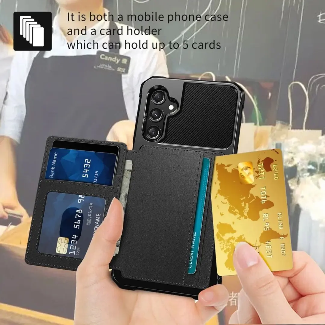 Selected Portemonnee Hoesje Samsung Galaxy A15 - 4 Pasjes - Zwart