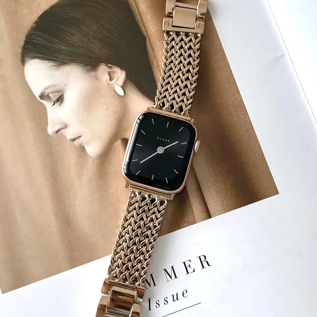 Selected Gevlochten Stalen Bandje Apple Watch - 40/41/42mm - Rose Goud