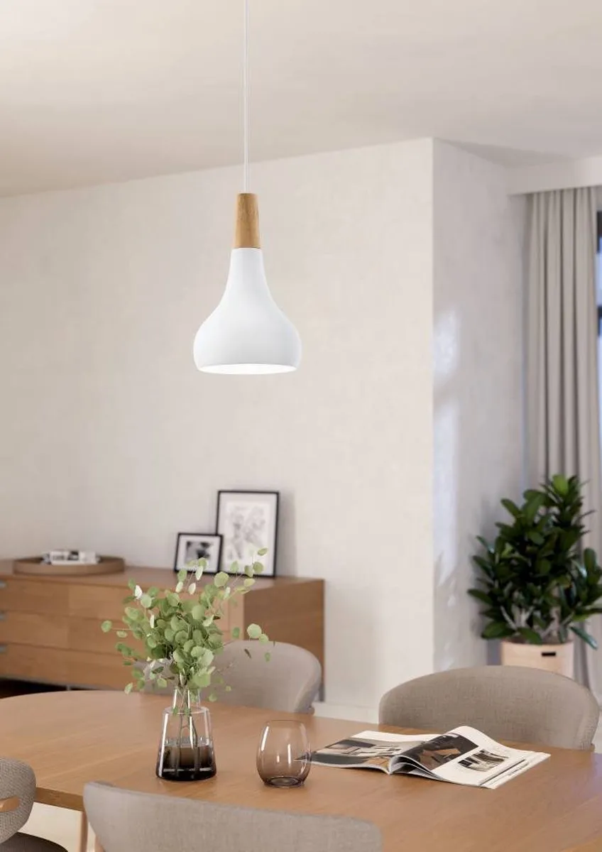 Eglo Sabinar Hanglamp E27 Ø18cm - Wit/Bruin