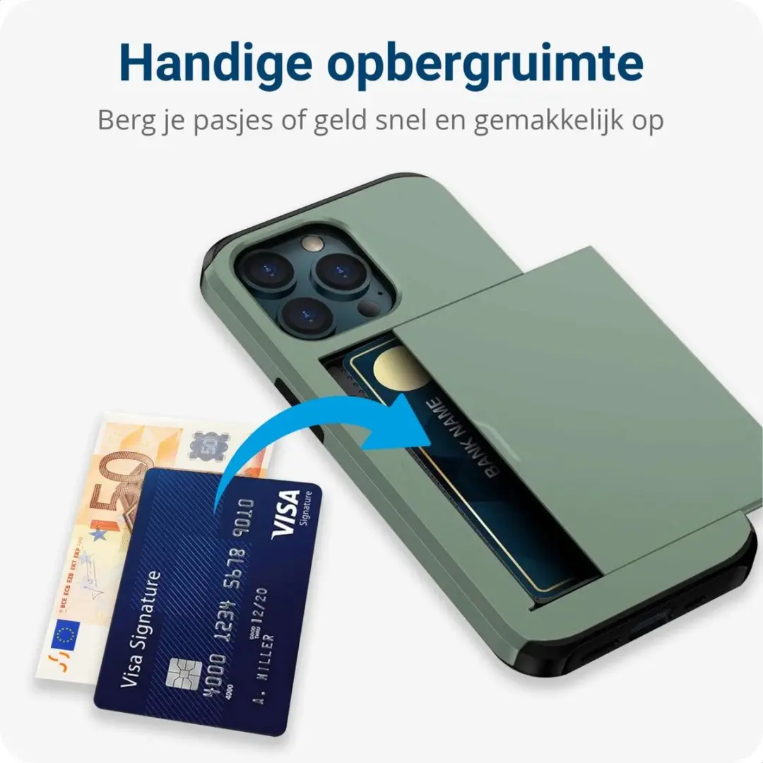 Selected Hoesje iPhone 15 Pro Kaarthouder Groen - 2 Pasjes - afbeelding 6 van 6