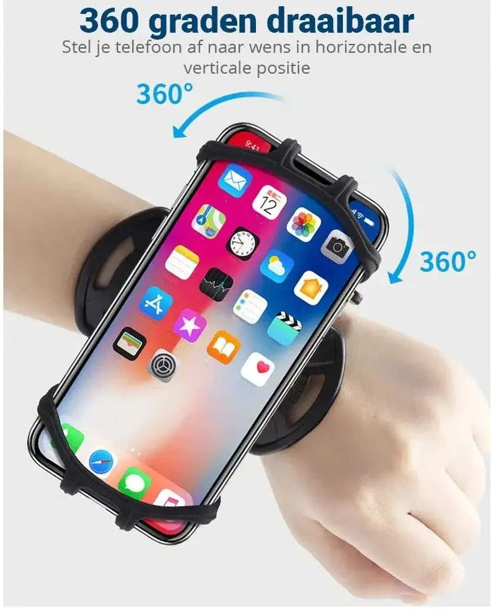 Selected Sport Telefoonhouder Polsband 360° - Zwart