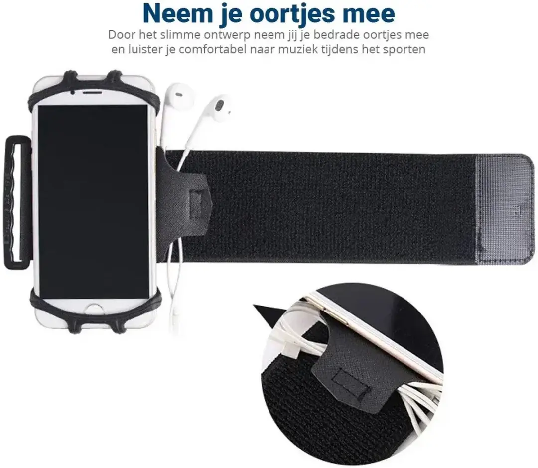 Selected Sport Telefoonhouder Polsband 360° - Zwart