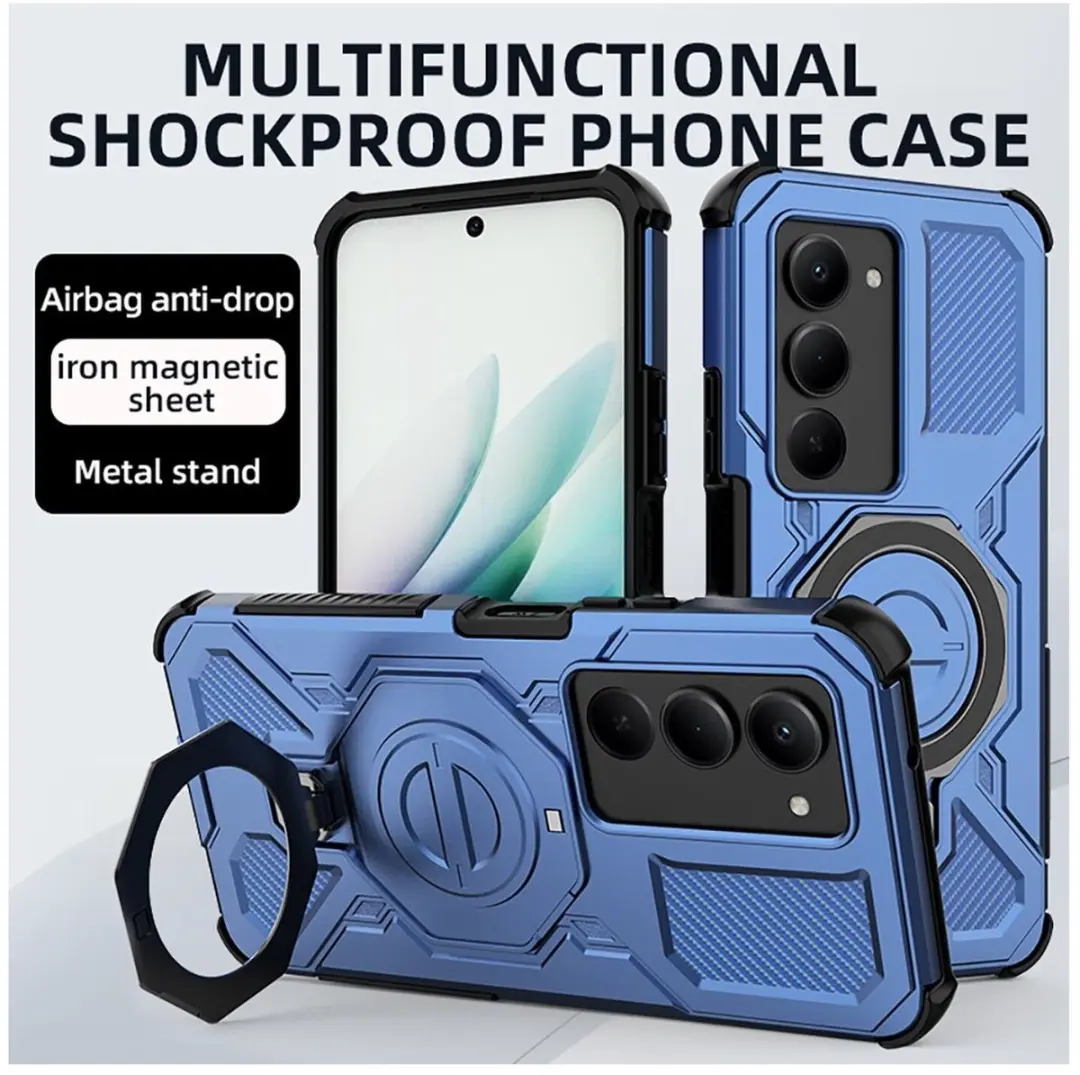 Selected Hoesje Xiaomi Redmi 15 MagSafe Blauw - 360° Draaibare Stand