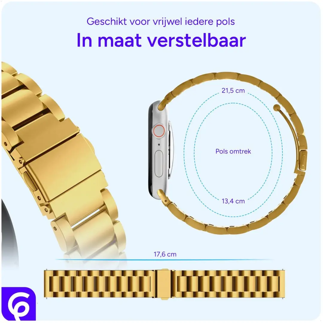 Selected SBG RVS Schakelbandje Apple Watch - Goud - 42/44/45/46/49mm