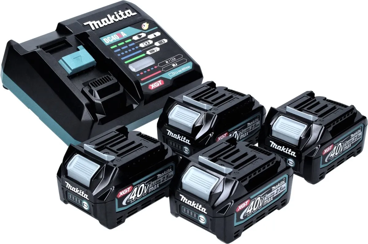 Makita Power Source Kit 40V XGT - 4x BL4025 2,5Ah + DC40RA Snellader - afbeelding 4 van 5