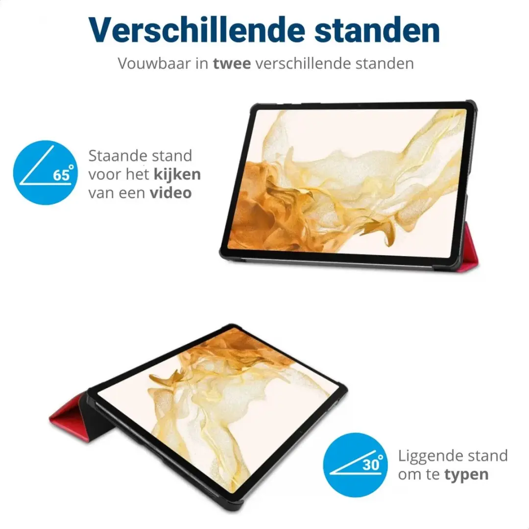 Selected Tablethoes Samsung Galaxy Tab S10/S9 Plus - Rood - Tri-fold