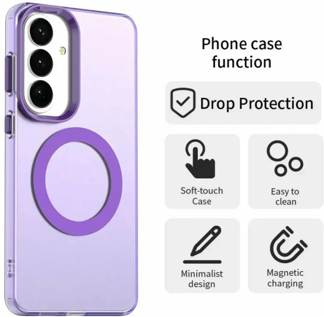 Selected MagSafe Backcover Hoesje Samsung Galaxy S26 Plus - Paars & Transparant