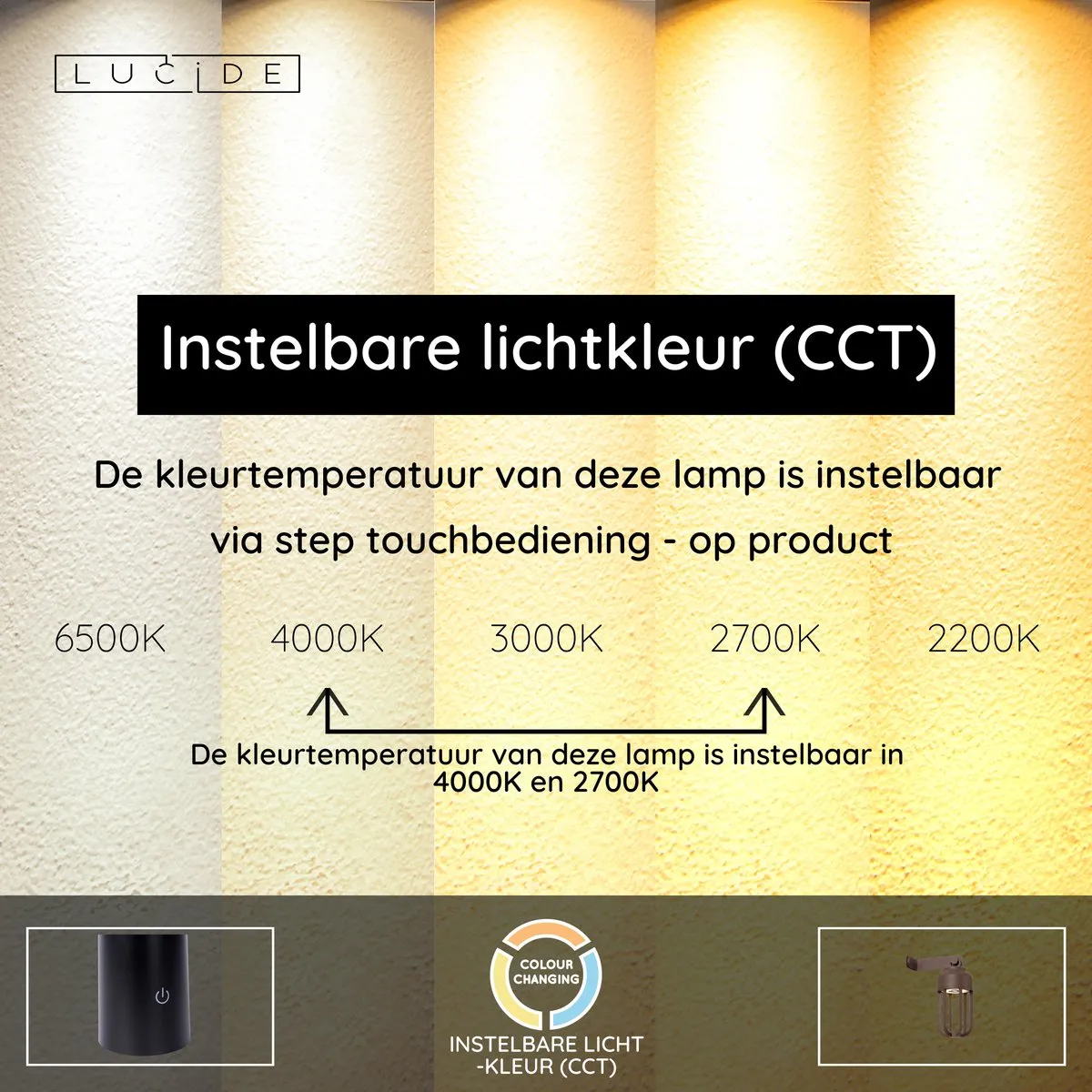 Lucide WELLS Oplaadbare Wandlamp Ø10cm - Roestbruin