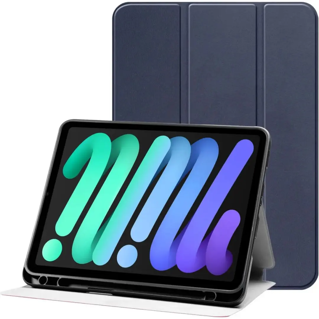 Selected Tablethoes iPad Mini 6/7 Tri-Fold Kunstleer Blauw