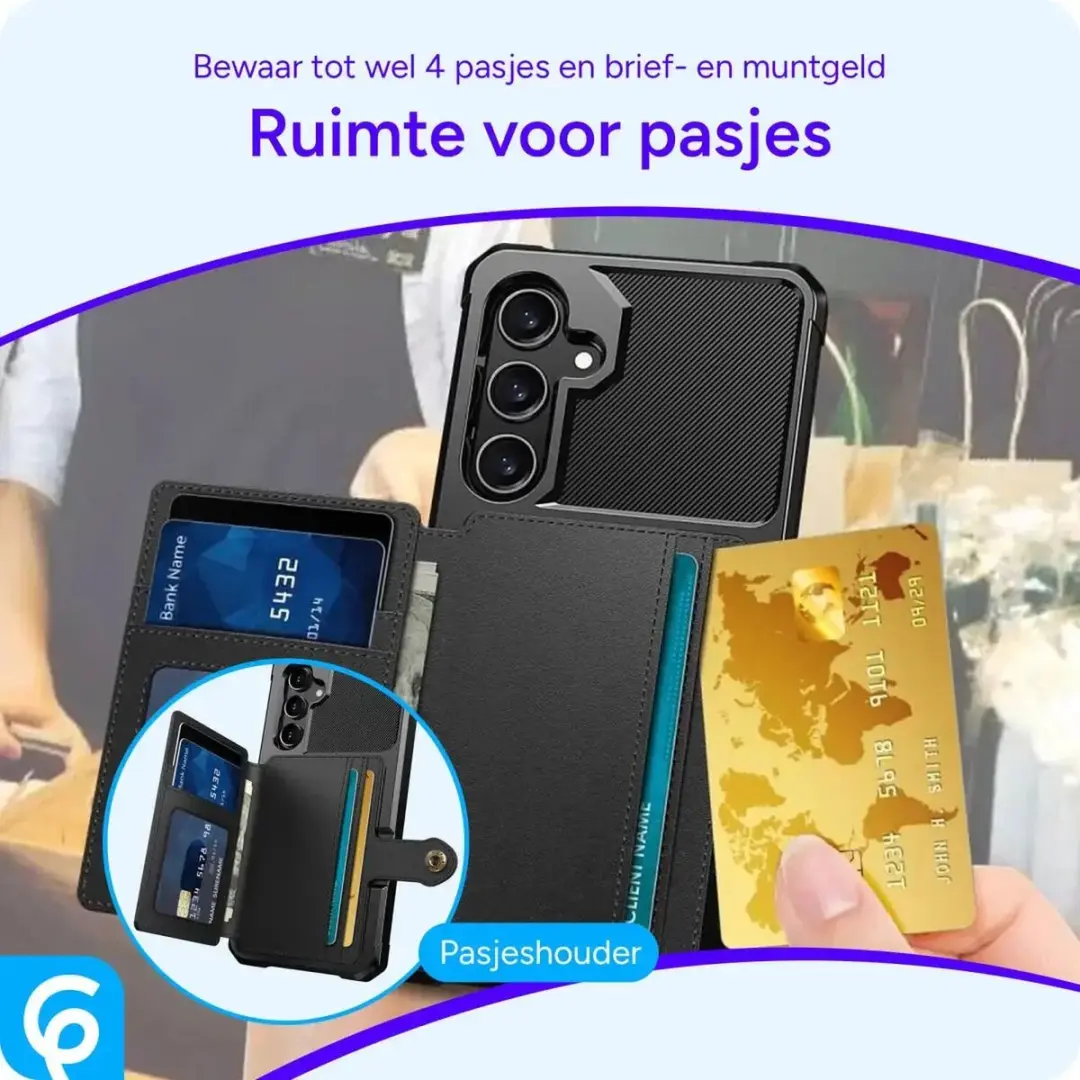Selected Portemonnee Hoesje Samsung Galaxy S24 FE - 4 Pasjes - Zwart - afbeelding 6 van 6