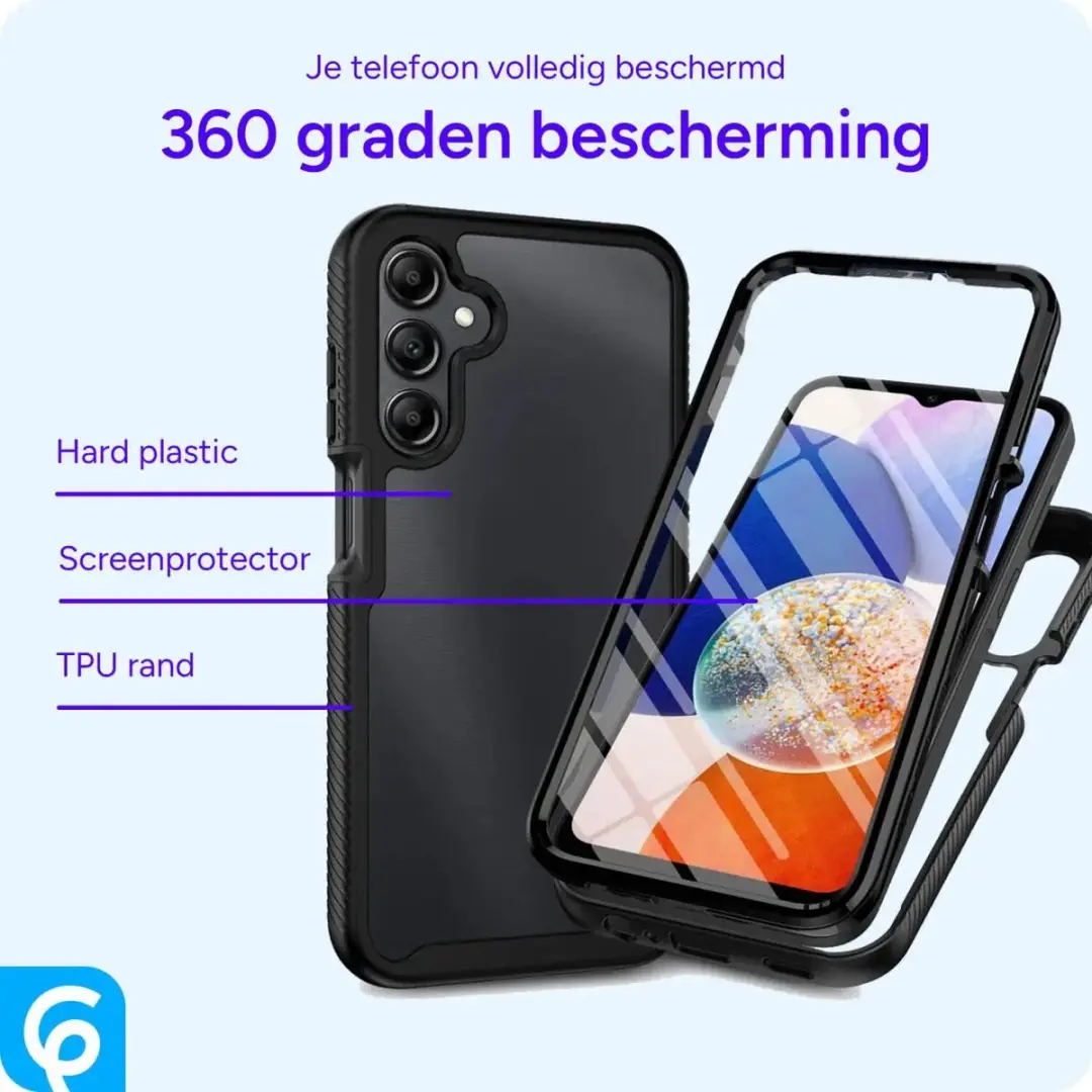 Selected by GSMpunt Samsung Galaxy A25 Hoesje - Full Protect - Zwart/Transparant