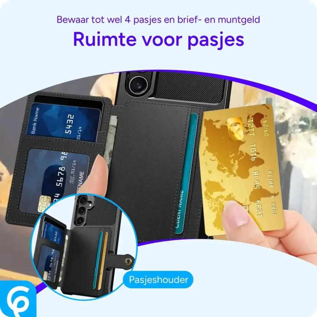 Selected Portemonnee Hoesje Samsung Galaxy S25 Plus - 4 Pasjes - Zwart