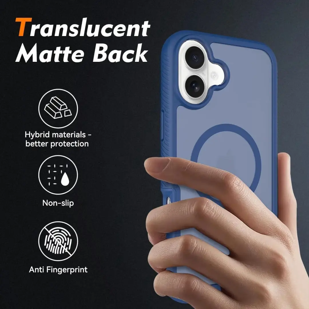 Selected by GSMpunt.nl iPhone 16 Plus Hoesje Matte Blauw - MagSafe
