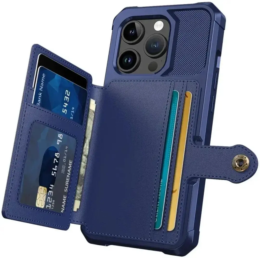 Selected Portemonnee Hoesje iPhone 15 Pro - 4 Pasjes - Donkerblauw