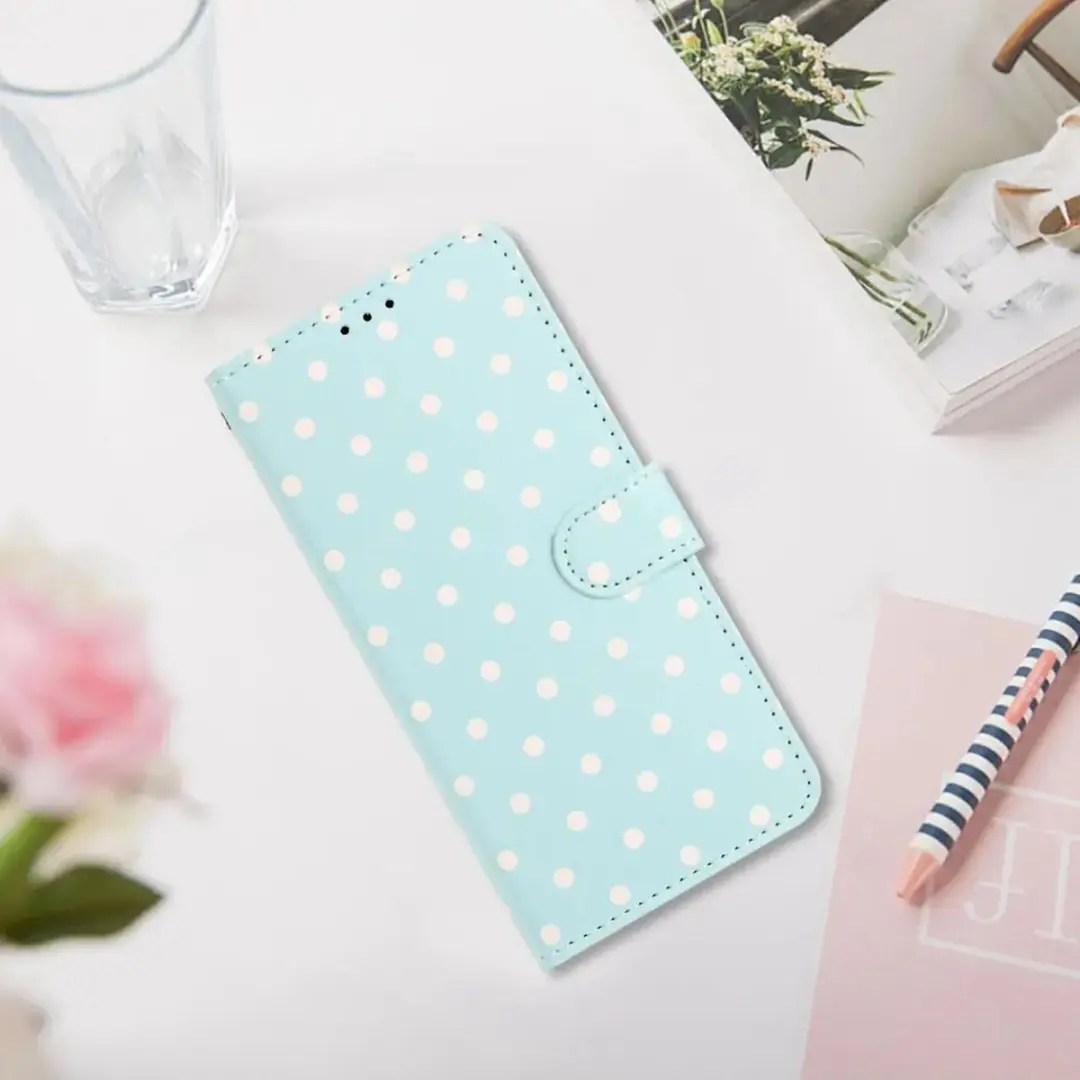 Selected Hoesje iPhone 17 Pro Polka Dot Wallet Blauw
