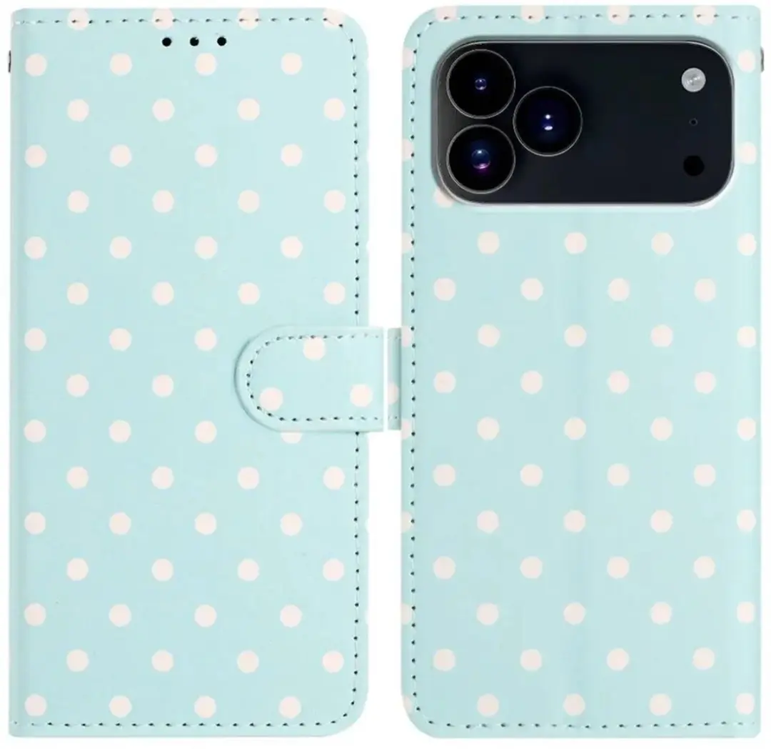 Selected Hoesje iPhone 17 Pro Polka Dot Wallet Blauw