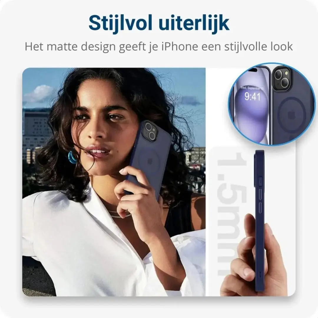 Selected iPhone 15 MagSafe Hoesje - Donkerblauw