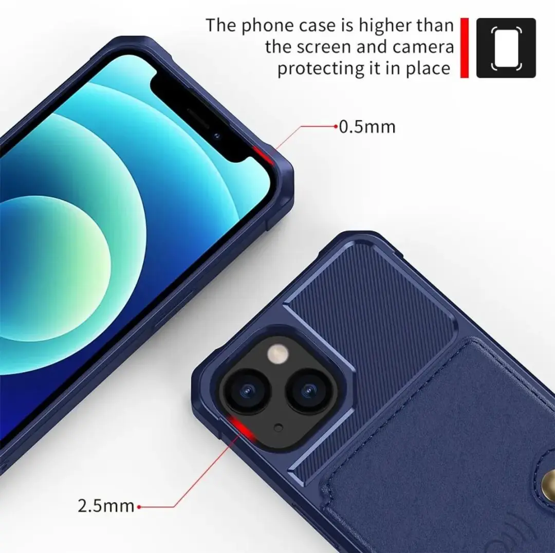 Selected Portemonnee Hoesje iPhone 13 - Blauw - 4 Pasjes - afbeelding 6 van 6