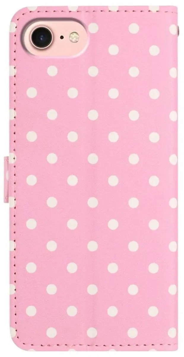Selected by GSMpunt Apple iPhone 16/17 Hoesje Roze - Polka Dot Wallet Book Case - afbeelding 6 van 6